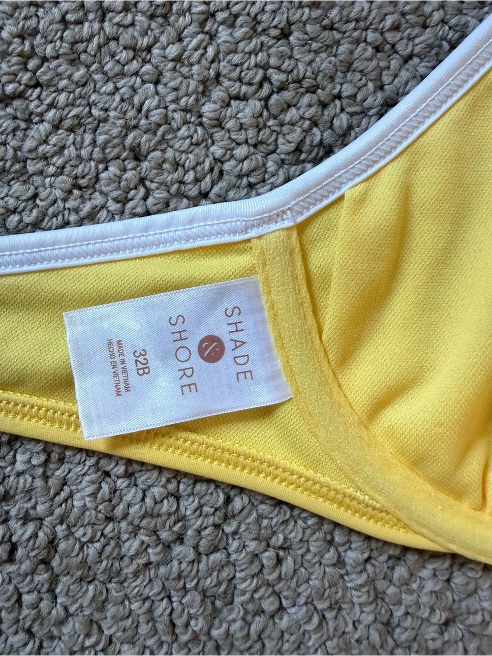 Yellow and white color block bikini top 32b